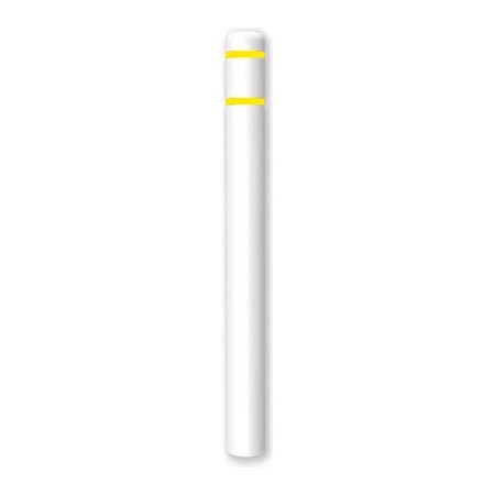 Post Guard Post Guard® Bollard Cover 4.5"Dia. X 64" H, White/Yellow Tape CL1385OYT64